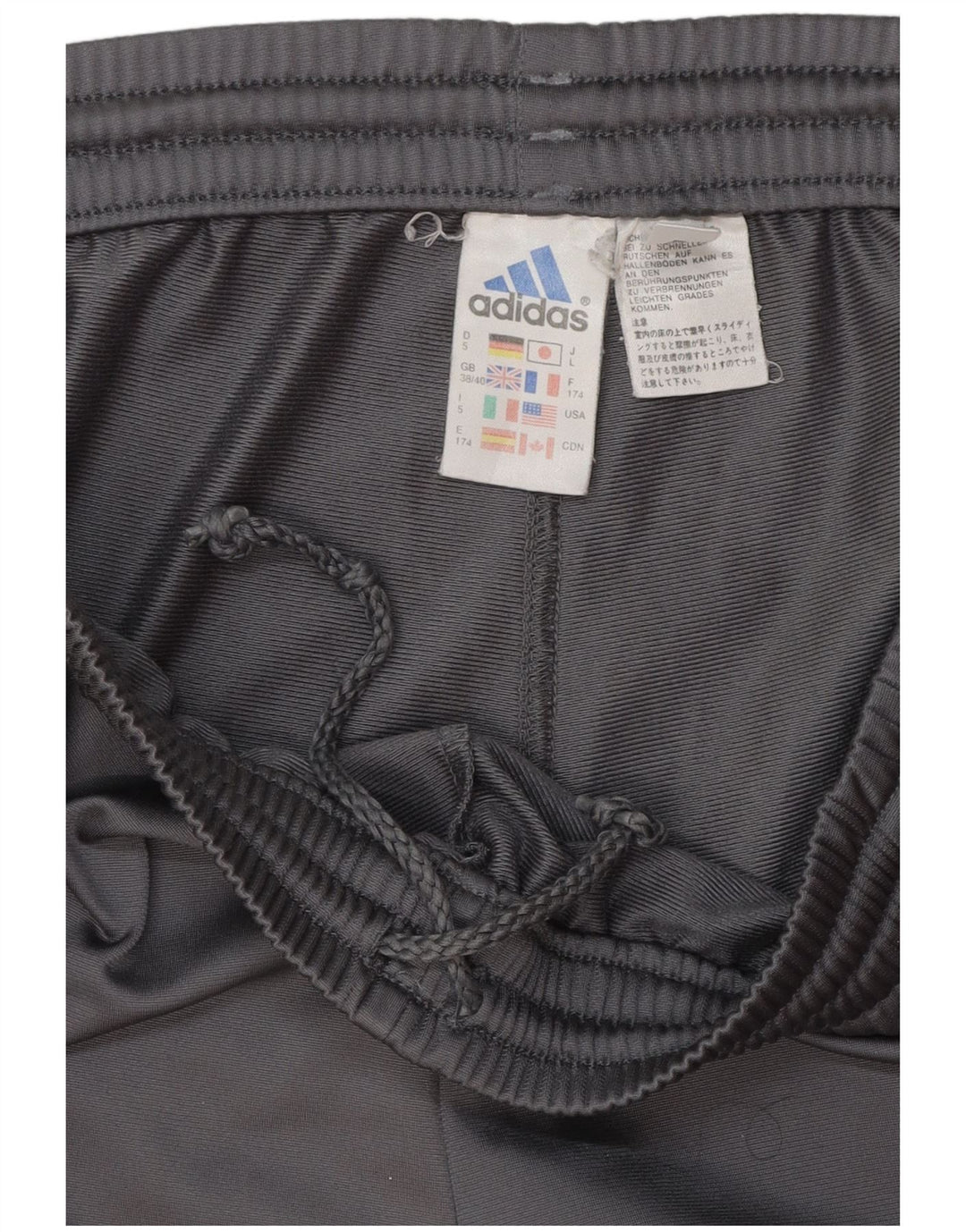 Calça de treino masculina Adidas Joggers UK 38/40 poliéster cinza médio