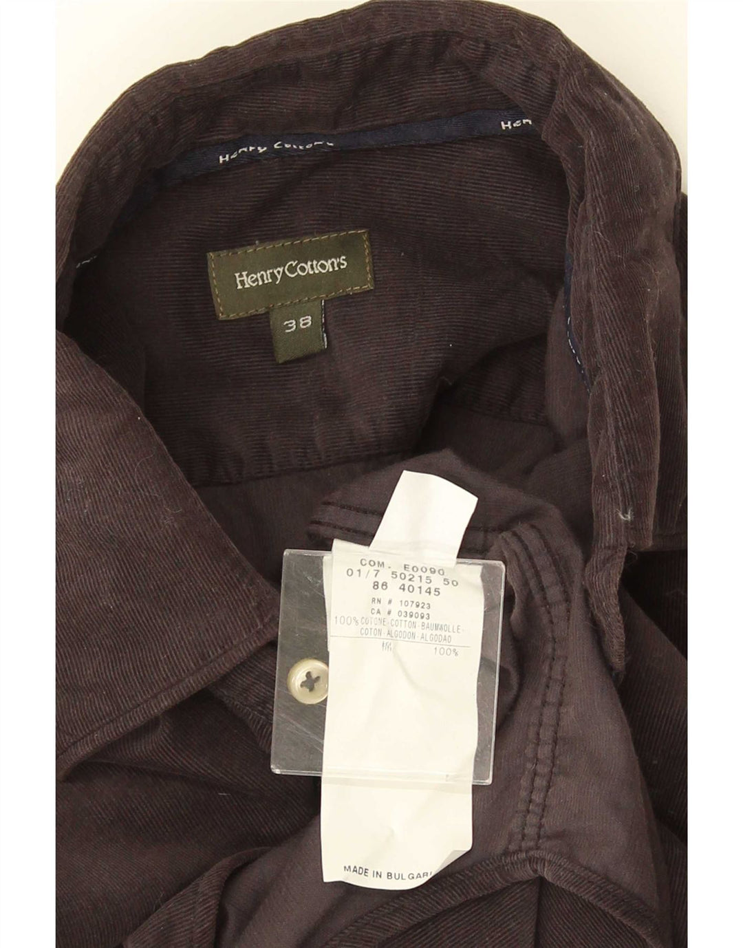 Camisa masculina de veludo cotelê Henry Cottons tamanho 38 algodão cinza médio