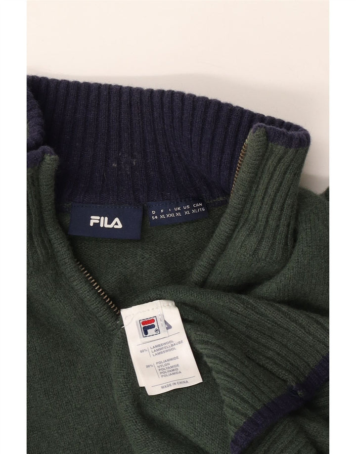 Suéter feminino FILA com zíper e gola em lã de cordeiro cáqui UK 18 XL