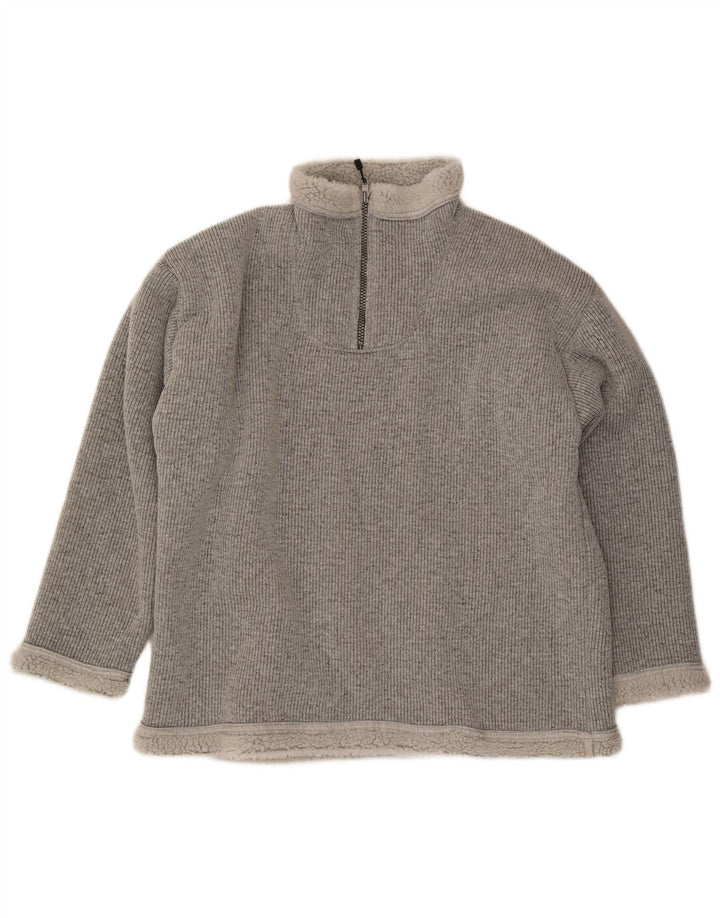 Suéter masculino FHB com zíper e gola Sherpa XL cinza poliéster