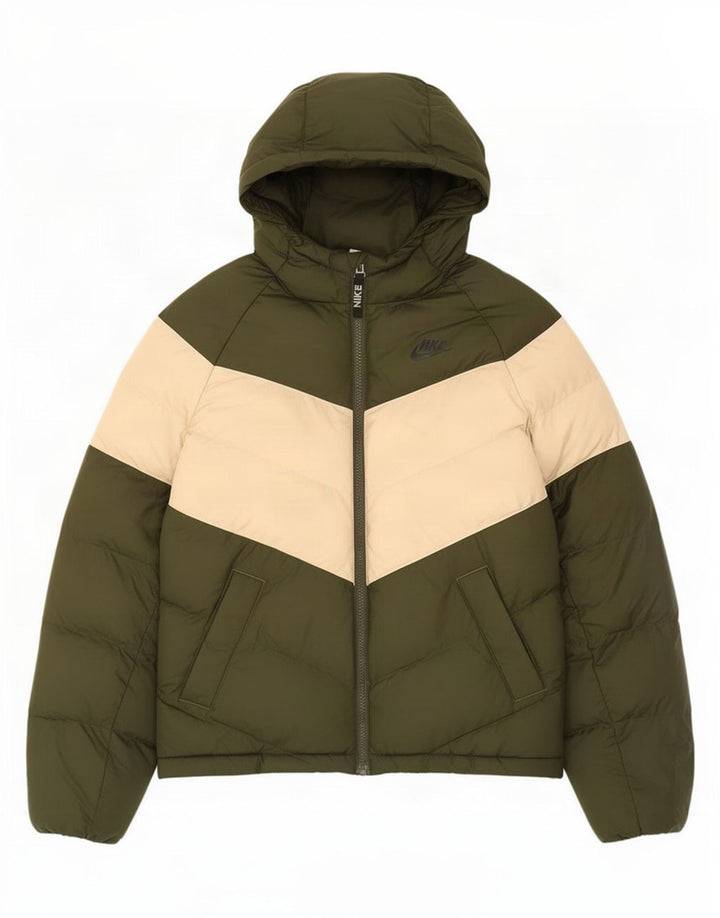 Jaqueta acolchoada com capuz Nike Boys 12-13 anos grande bloco colorido verde