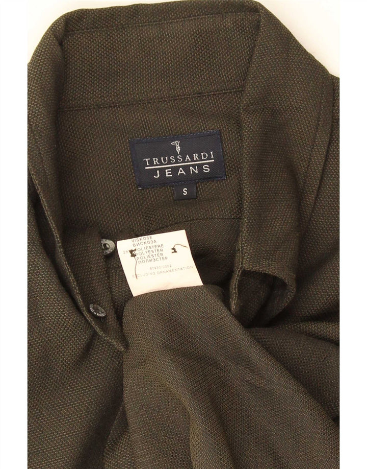Camisa masculina Trussardi pequena cáqui viscose