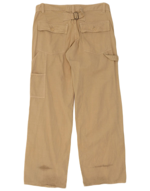 Calça cargo feminina reta French Connection UK 14 grande W34 L32 bege