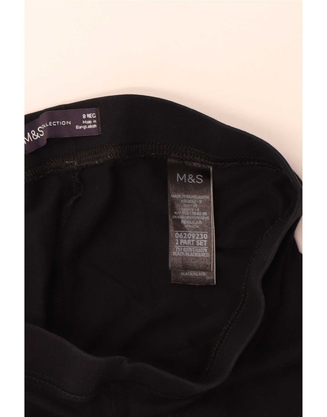 Leggings femininos Marks & Spencer Reino Unido 8 pequeno algodão preto