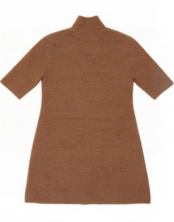 Vestido jumper feminino Zara de manga curta Reino Unido 10 pequeno marrom acrílico