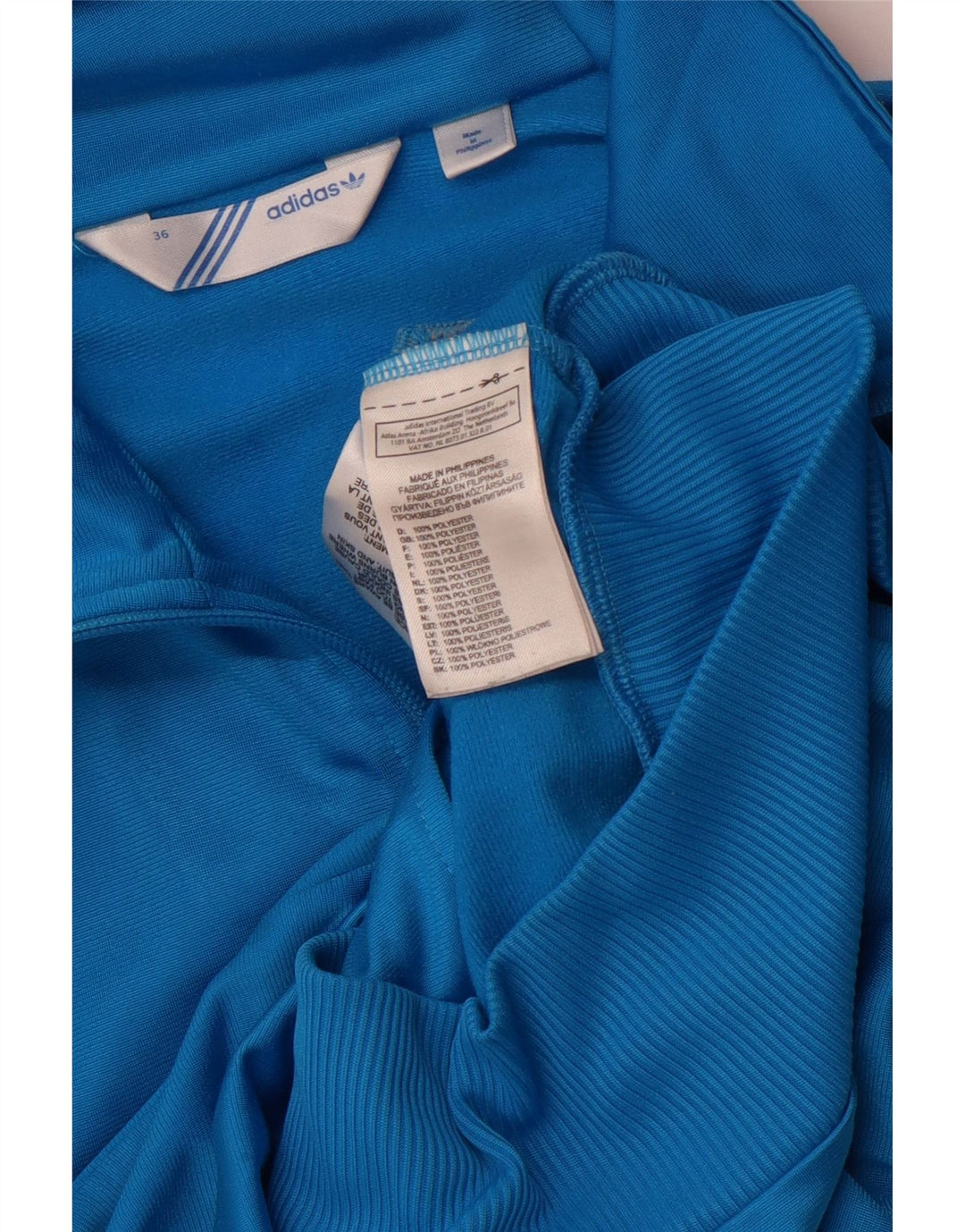 Adidas Womens Graphic Tracksuit Top Jacket EU 36 Pequeno Azul Poliéster