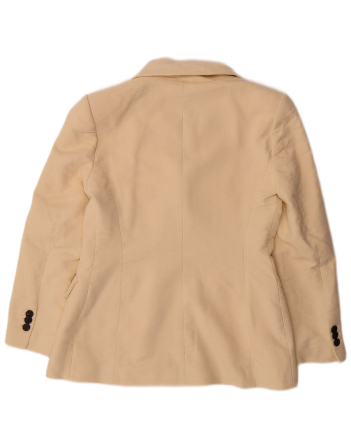 Jaqueta blazer feminina Zara com peito duplo Reino Unido 16 grande algodão branco
