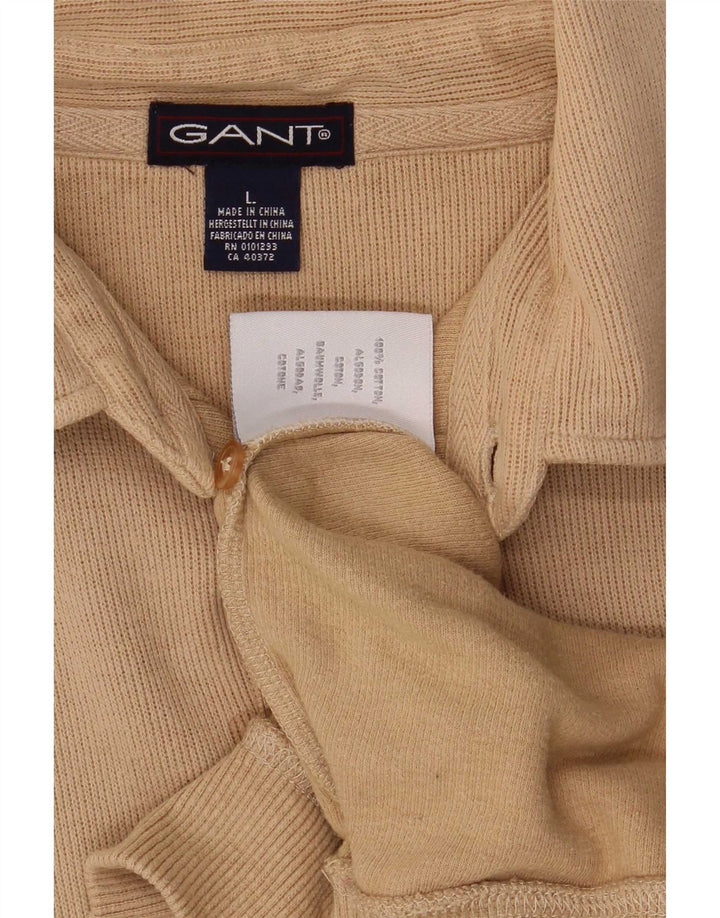 Suéter masculino Gant com gola polo e algodão bege grande