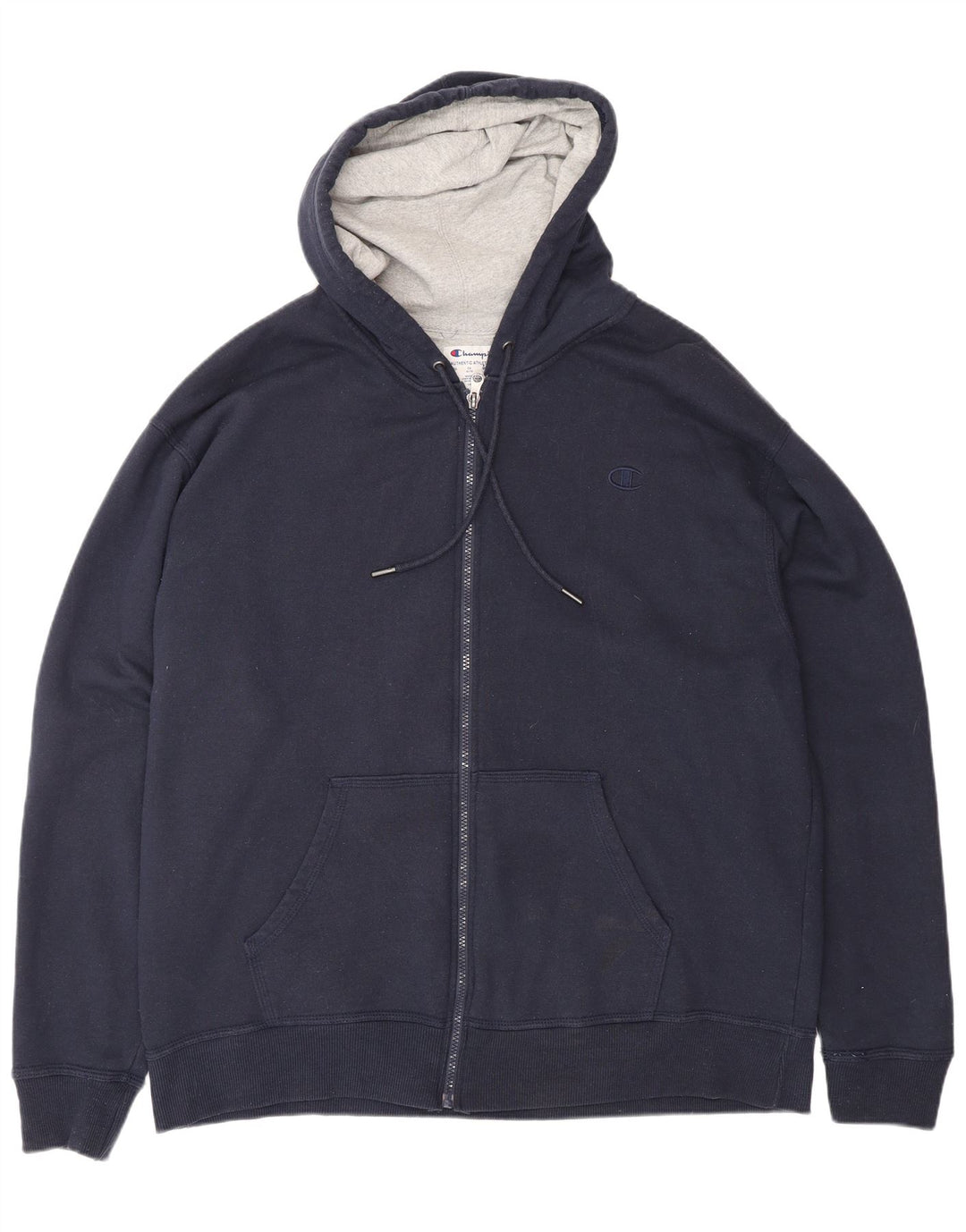 CHAMPION Suéter masculino com capuz e zíper XL azul marinho algodão