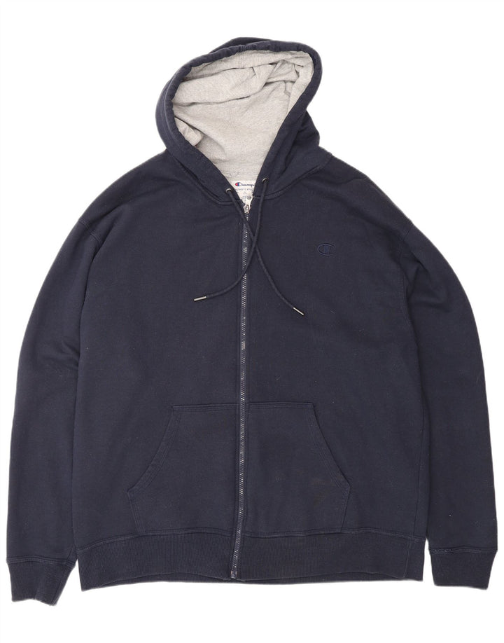 CHAMPION Suéter masculino com capuz e zíper XL azul marinho algodão