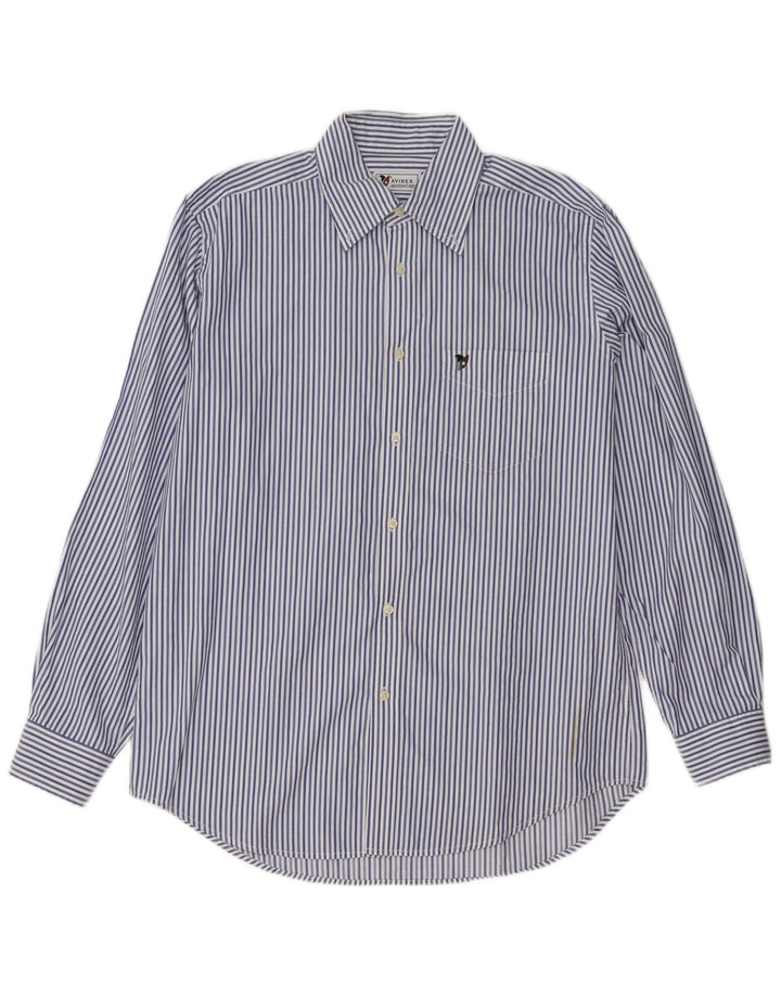 Camisa masculina Avirex de algodão listrado azul grande