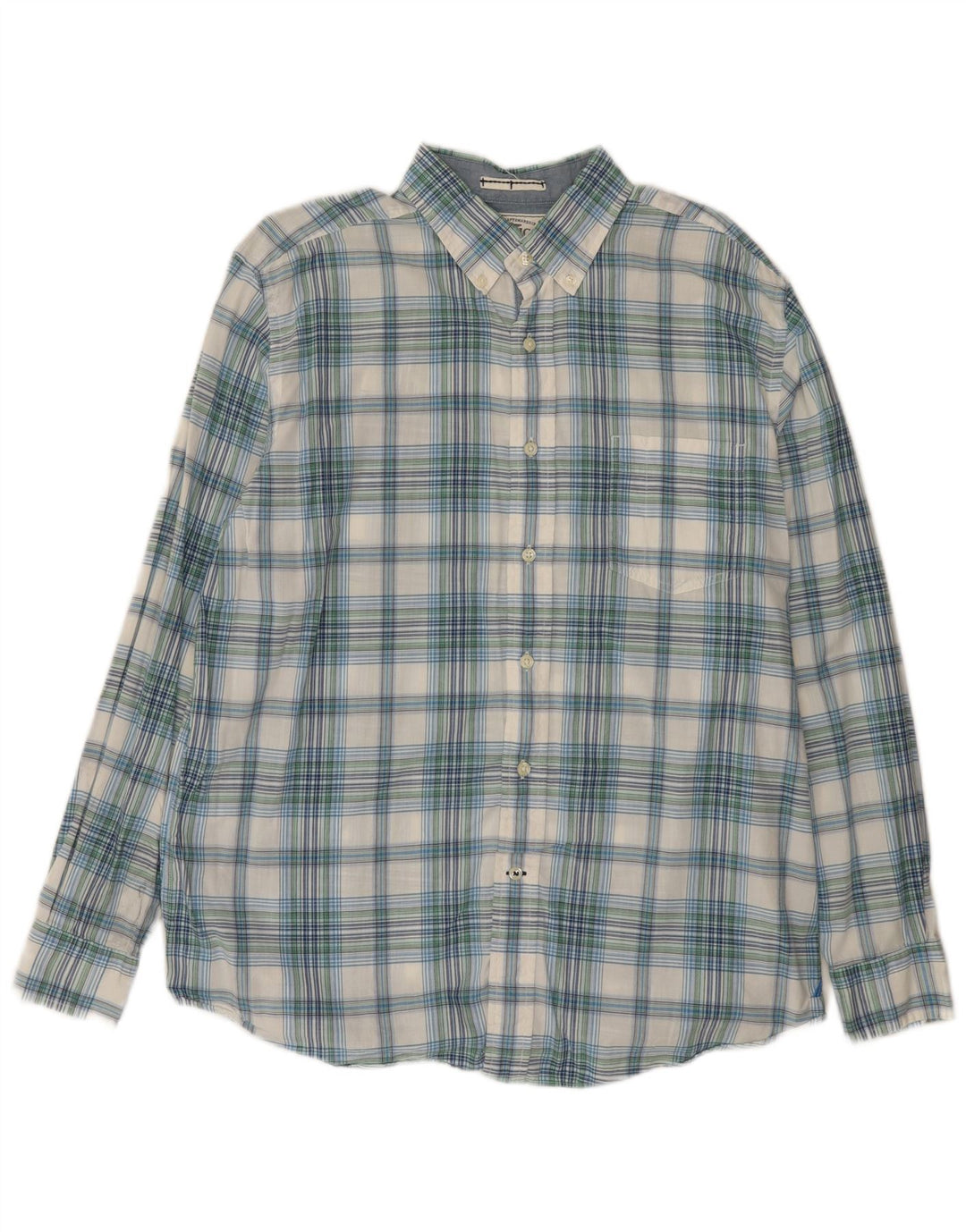 Camisa masculina Nautica grande algodão xadrez azul