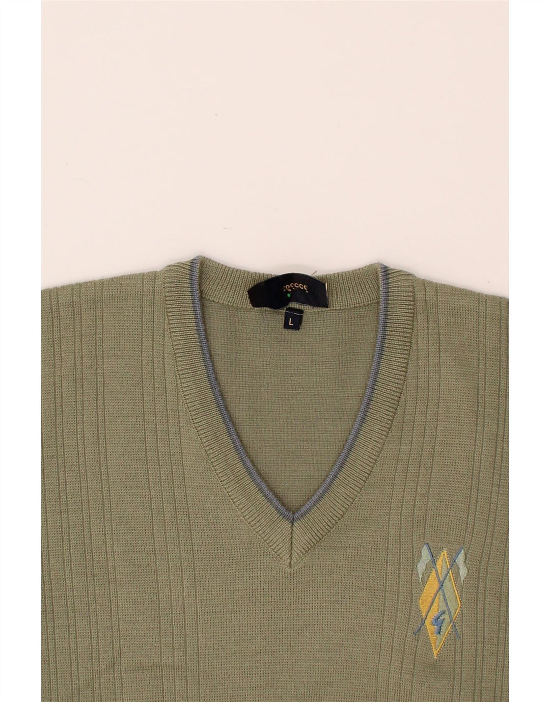 Suéter masculino GABICCI com decote em V, grande lã cáqui