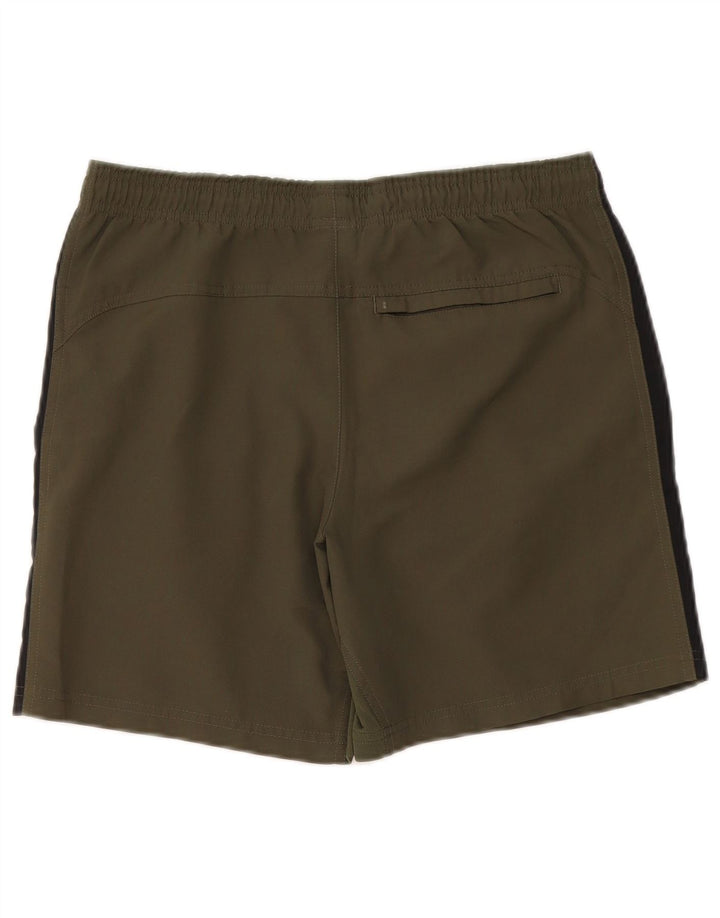 Shorts esportivos masculinos Nike Dri Fit pequenos cáqui colorblock poliéster
