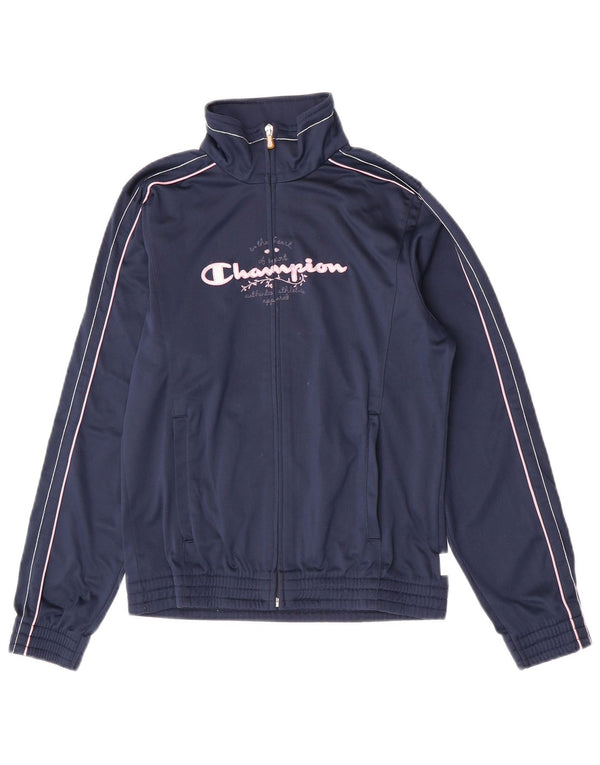 Jaqueta Champion feminina com agasalho gráfico 13-14 anos XL azul marinho