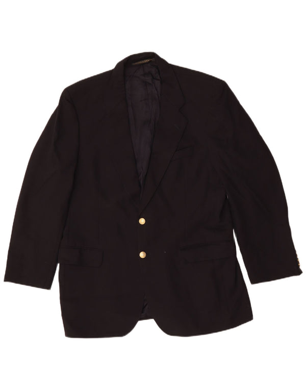 Jaqueta blazer masculina de 2 botões Marks & Spencer Reino Unido 42 grande lã azul marinho