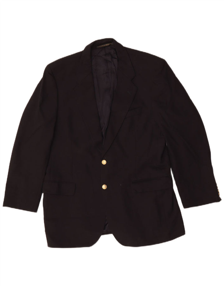 Jaqueta blazer masculina de 2 botões Marks & Spencer Reino Unido 42 grande lã azul marinho