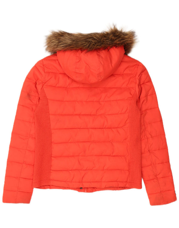 Jaqueta acolchoada com capuz feminina Superdry UK 18 XL vermelho nylon