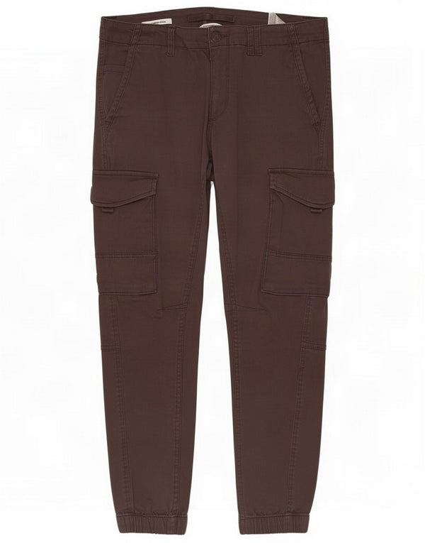 Jack & Jones Mens Paul Tapered Joggers Cargo Calças W32 L30 Algodão Cinza