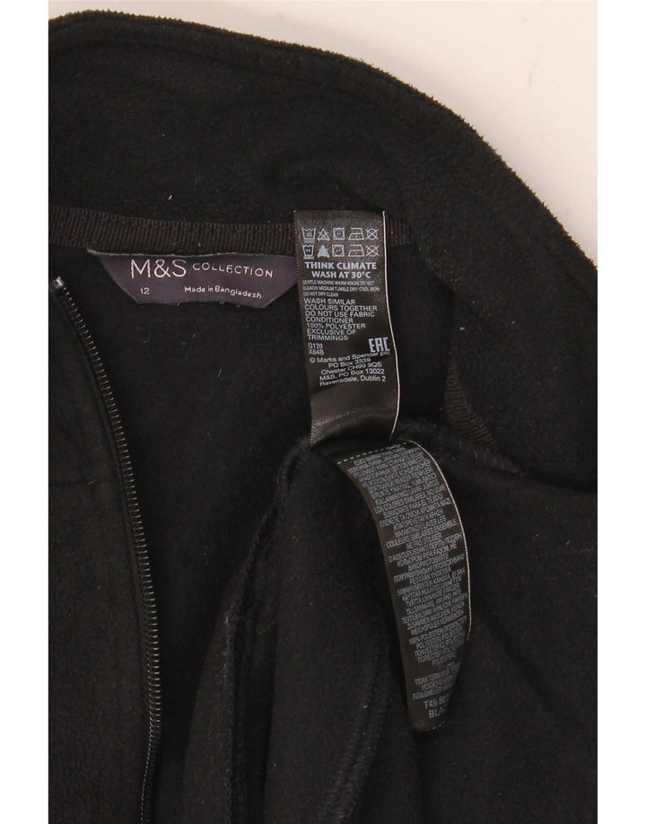 Jaqueta de lã feminina Marks & Spencer Reino Unido 12 poliéster preto médio