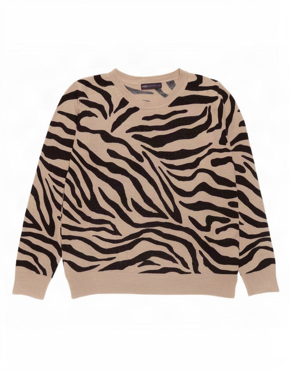 Suéter feminino Marks & Spencer com gola canoa Reino Unido 12 médio bege
