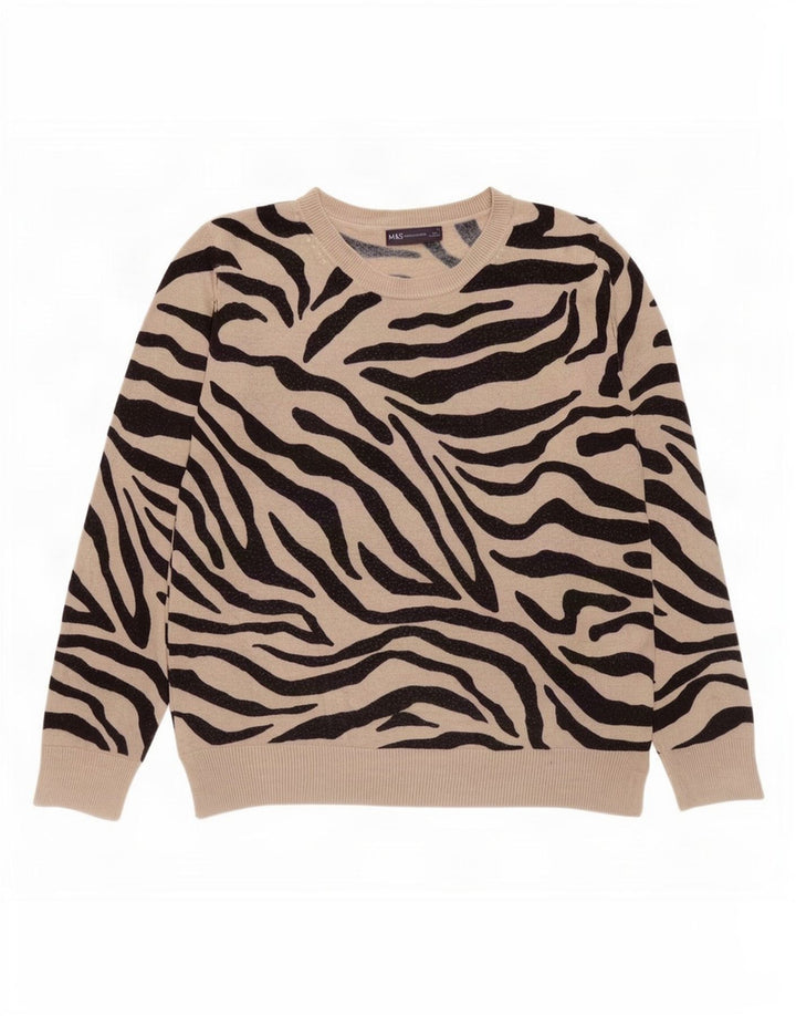 Suéter feminino Marks & Spencer com gola canoa Reino Unido 12 médio bege