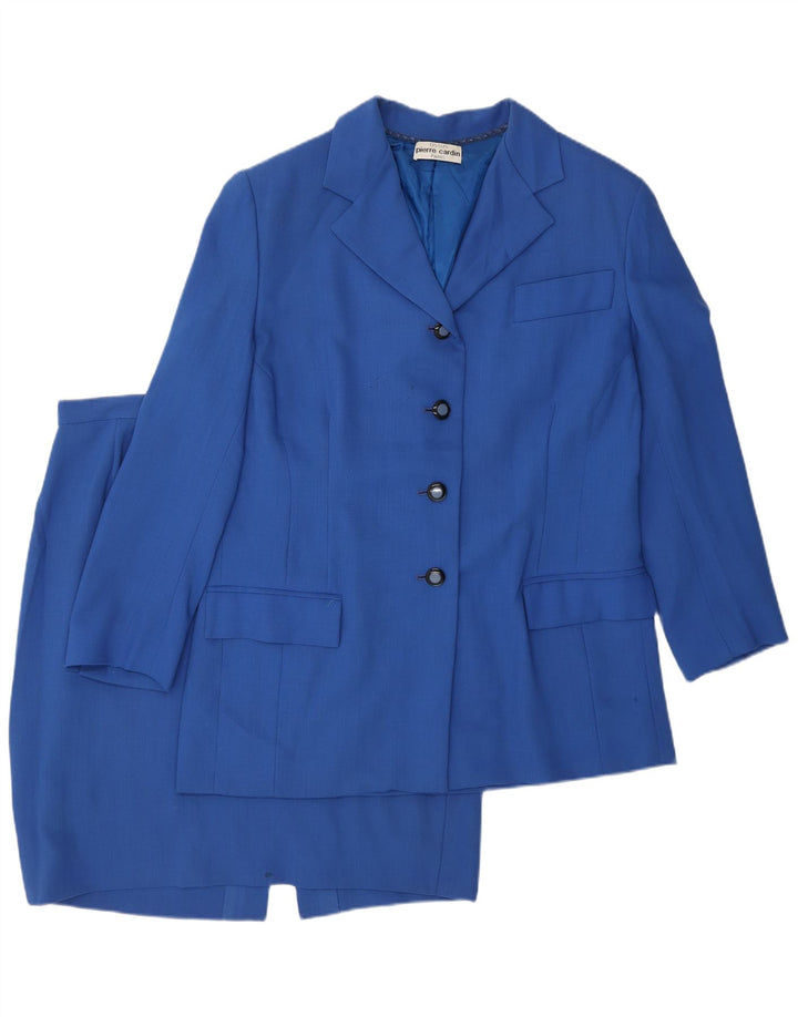 Conjunto de saia feminina Pierre Cardin de 2 peças Reino Unido 14 médio W32 azul clássico