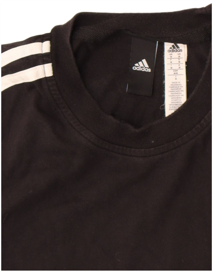 Adidas Mens Camiseta Top Médio Algodão Preto