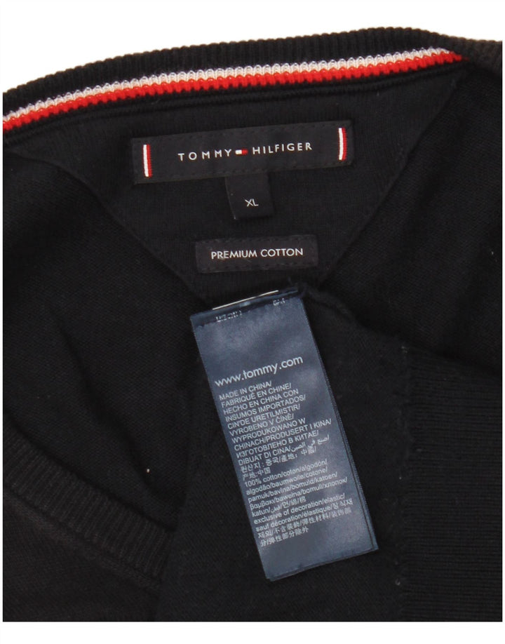 Suéter masculino TOMMY HILFIGER com decote em V XL azul marinho algodão