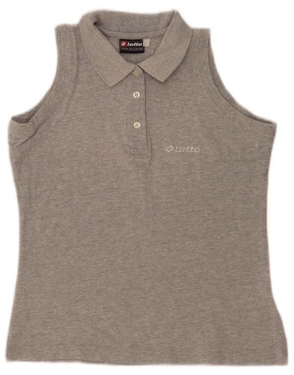 Camisa polo feminina sem mangas Lotto Reino Unido 10 algodão cinza pequeno