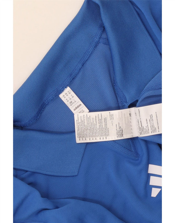 Camisa polo masculina Adidas 2XL poliéster listrado azul