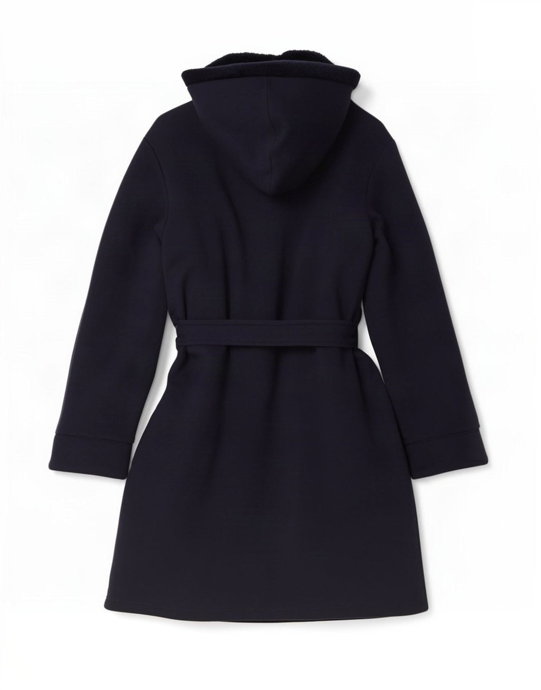 Sobretudo feminino de sherpa com capuz grande Lands End Reino Unido 10 pequeno azul marinho