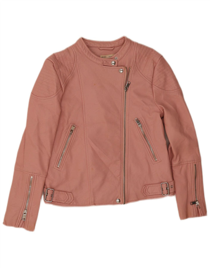 Zara Jaqueta de couro sintético para meninas 13-14 anos poliéster rosa