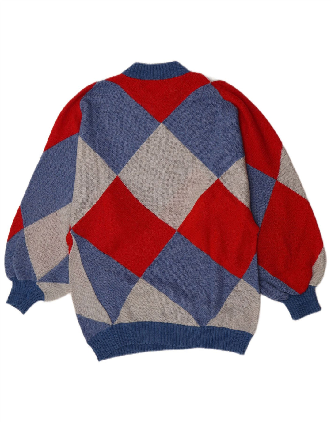 Suéter vintage masculino com gola redonda pequeno multicolorido Argyle/Diamante