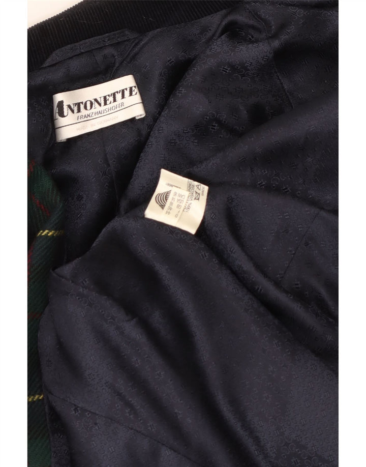Jaqueta blazer feminina Antonette com 4 botões Reino Unido 18 XL verde xadrez viscose