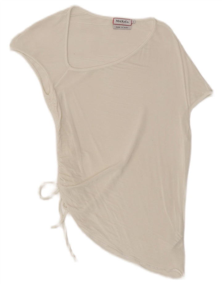Blusa assimétrica feminina Max & Co. Reino Unido 14 grande viscose branca