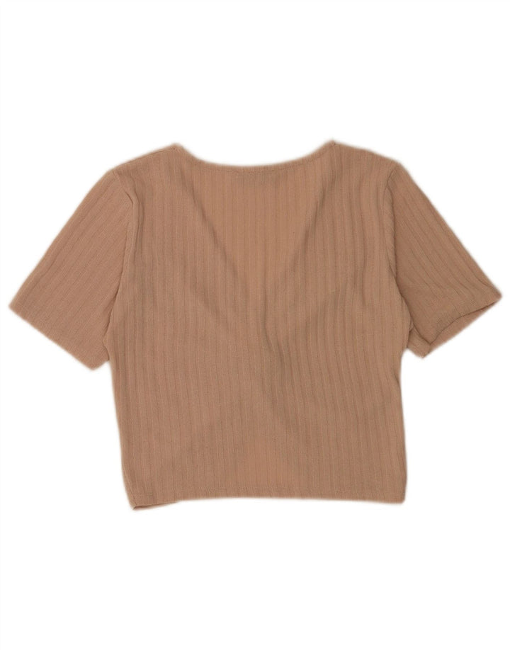Blusa feminina Zara Top UK 10 pequena bege