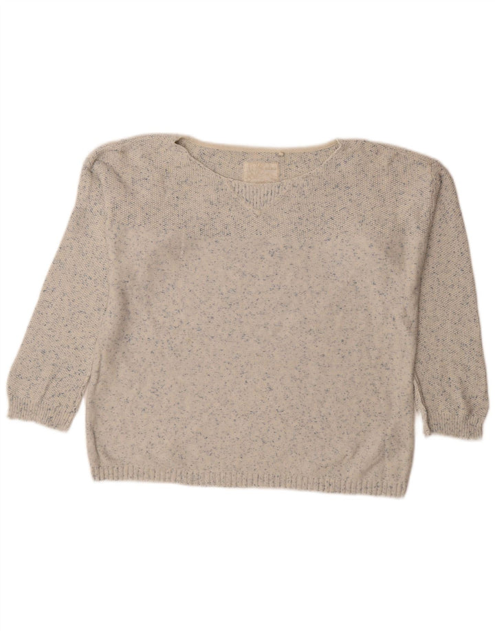 Suéter feminino FAT FACE com gola canoa Reino Unido 12 médio branco manchado