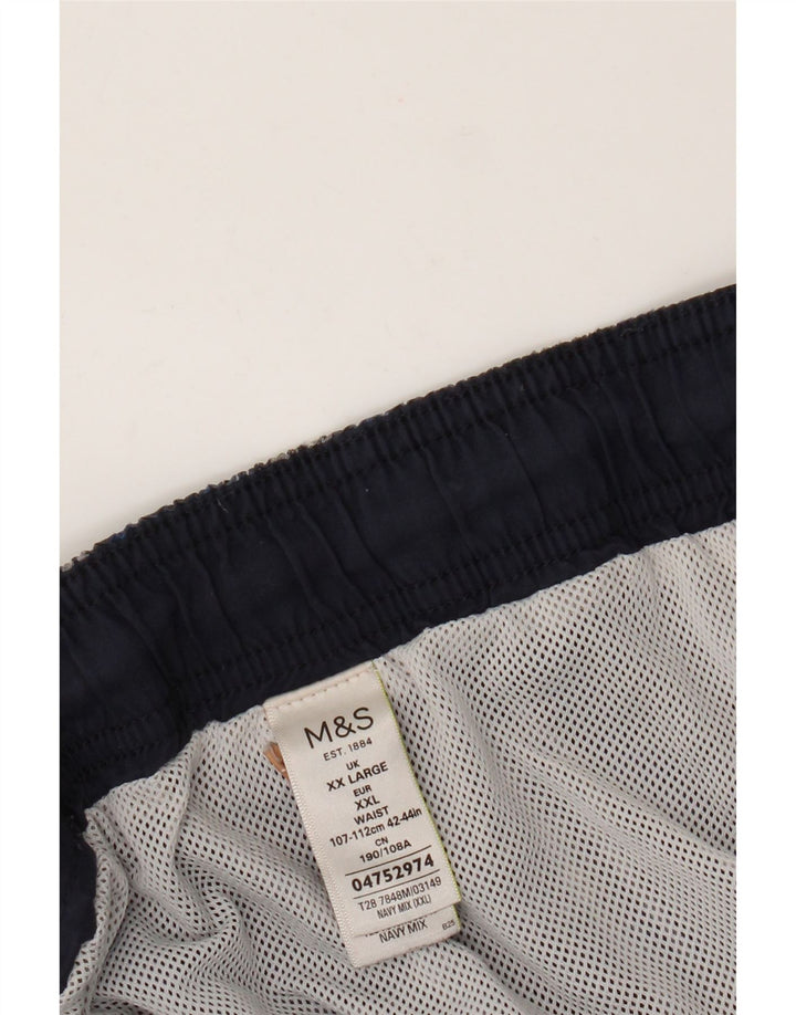 Shorts de natação masculino Marks & Spencer 2XL algodão xadrez azul