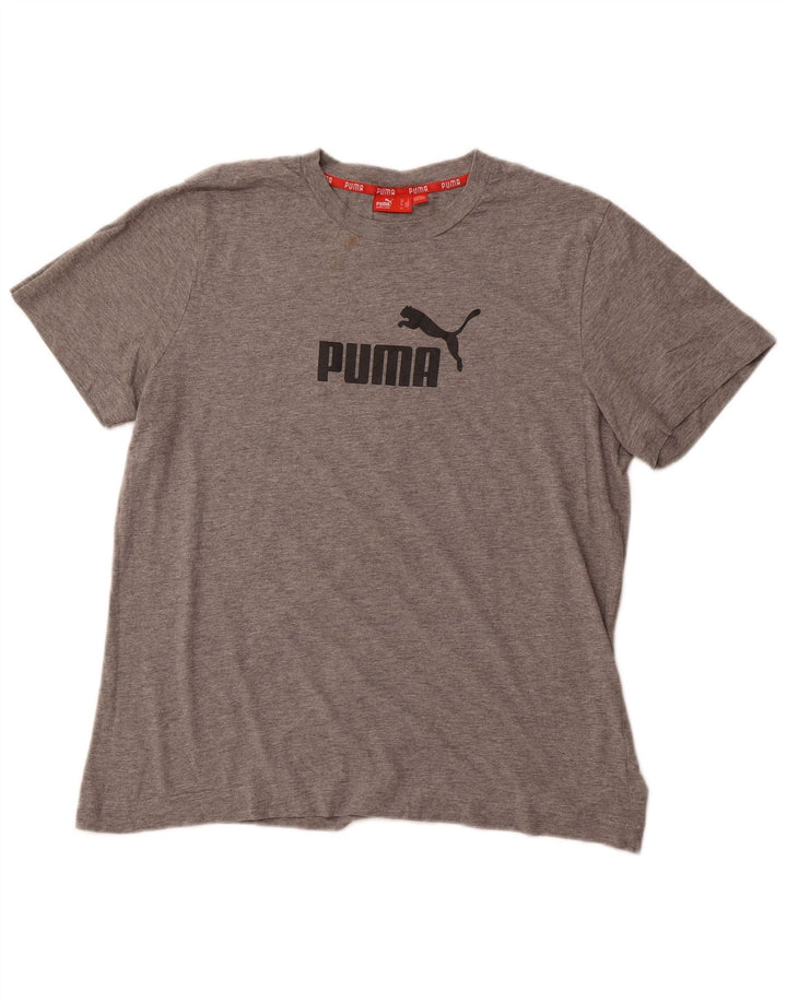 Camiseta masculina PUMA com estampa gráfica grande algodão cinza