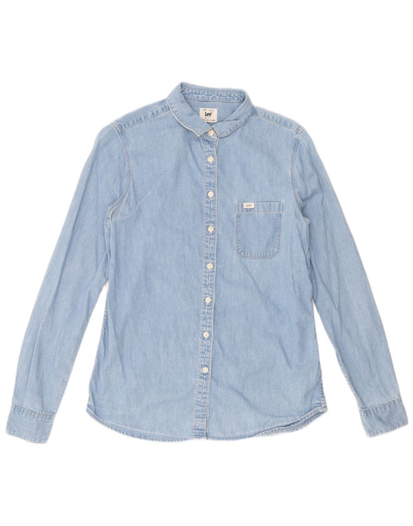 Camisa jeans feminina Lee com ajuste solto Reino Unido 6 XS azul algodão