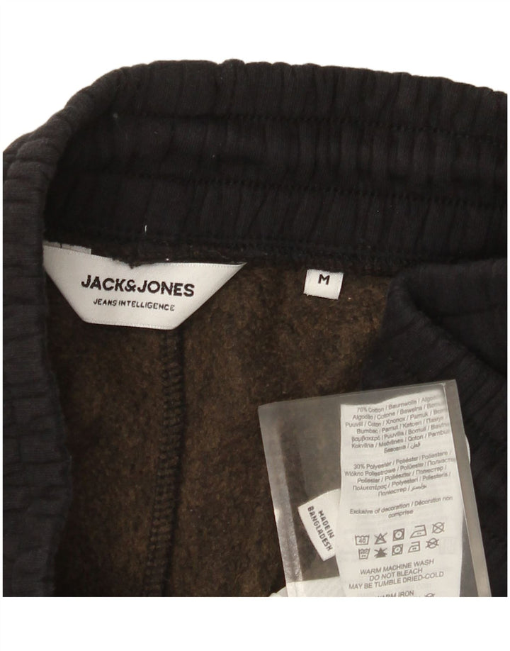 Calça de treino masculina Jack & Jones com estampa gráfica de algodão preto médio