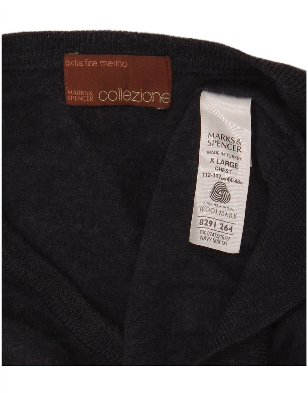 Regata masculina Marks & Spencer com colete XL em lã Merino azul marinho