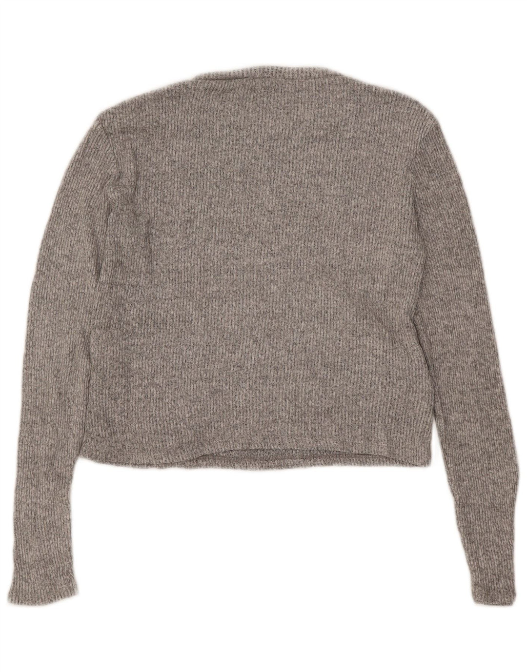 Top feminino Zara de manga comprida UK 16 grande viscose cinza