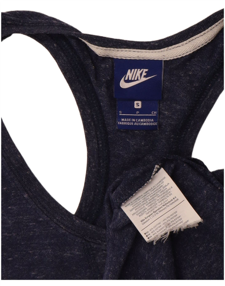 Colete feminino Nike UK 10 pequeno algodão manchado azul marinho