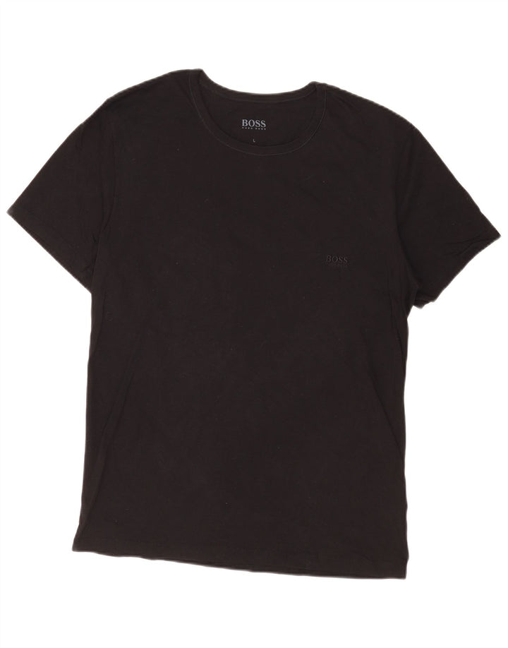 Camiseta masculina Hugo Boss grande algodão preto