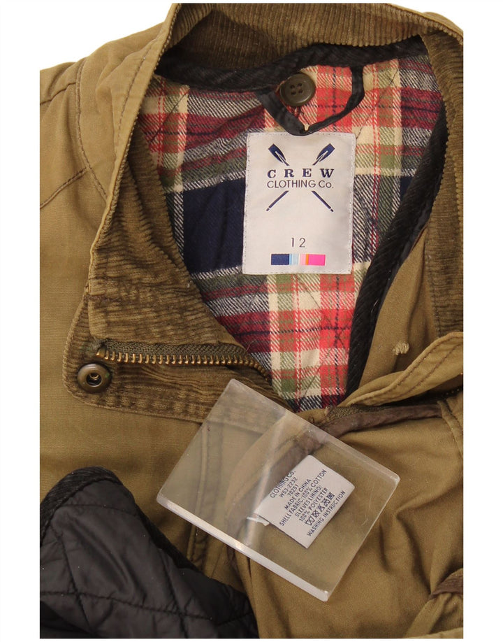 Jaqueta utilitária feminina Crew Clothing UK 12 algodão cáqui médio