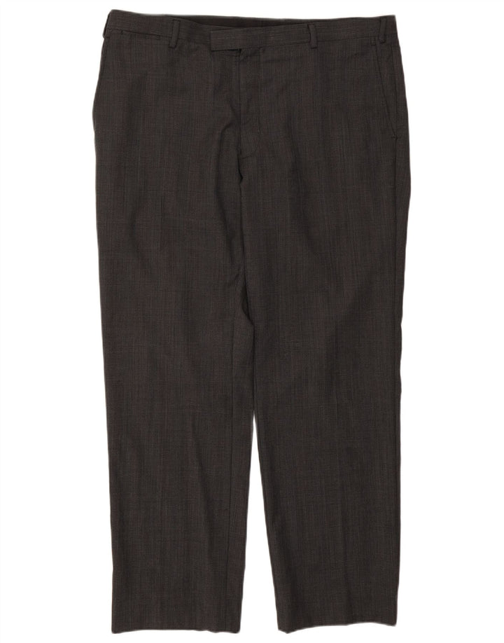 Calça masculina Marks & Spencer Autograph Straight Suit W40 L31 cinza xadrez