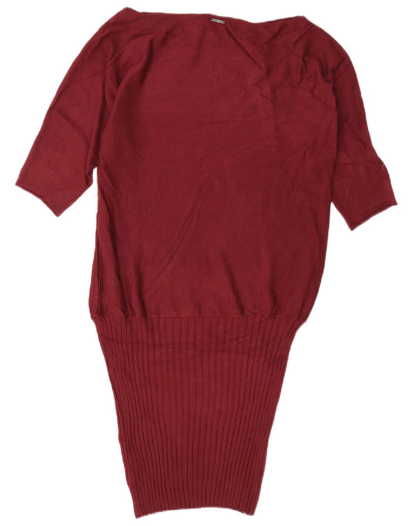 Liu Jo Vestido feminino com manga 3/4 e cintura larga grande Reino Unido 6 XS Borgonha