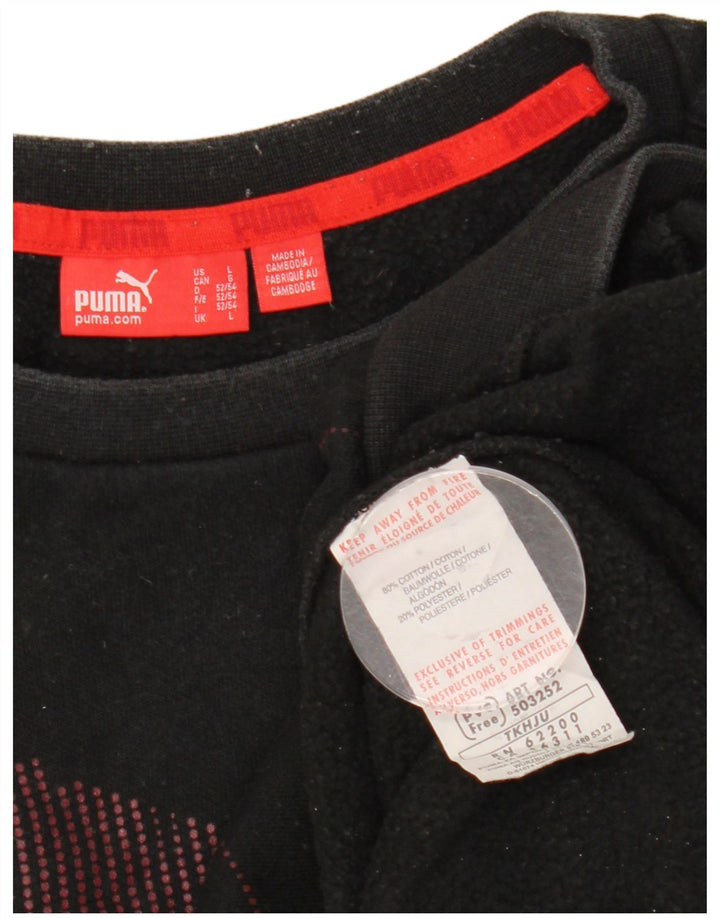 PUMA moletom gráfico masculino jumper grande algodão preto